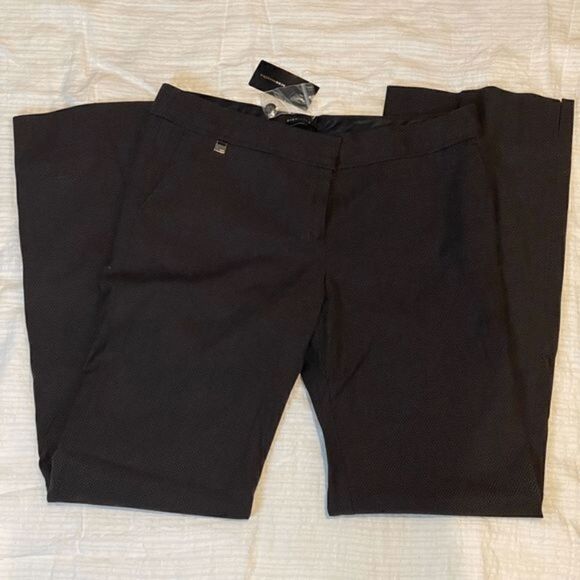 BCBG Textured Wide Leg Black Chocolate Brown Pants 10 NEW work tailored dress - Picture 2 of 8